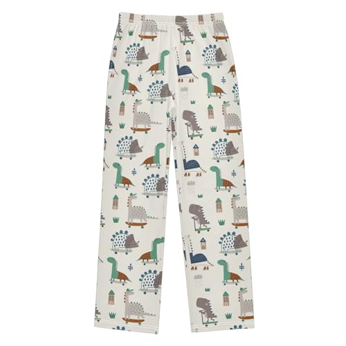 ZZXXB Lovely Dino Riding Boys Long Pants Soft Trousers Elastic Waist Kids Lounge Bottoms with Pockets S-XL