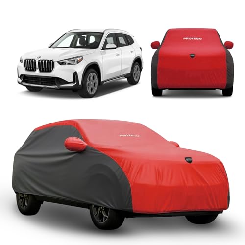 Image of PROTEGO Prime Series India's 1st Anti-Tear Car Cover for BMW X1 | Heavy-Duty, Custom Fit, All Weather Protection | 100% Waterproof, Windproof & Hail Resistant | 2-Year Warranty | Red + Black