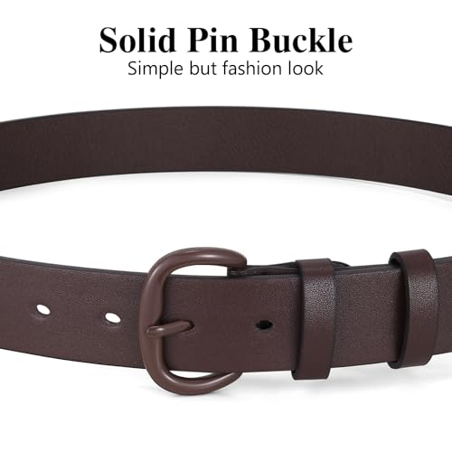 Image of WHIPPY Women Leather Belt for Jeans Pants Dresses Black Ladies Waist Belt with Pin Buckle