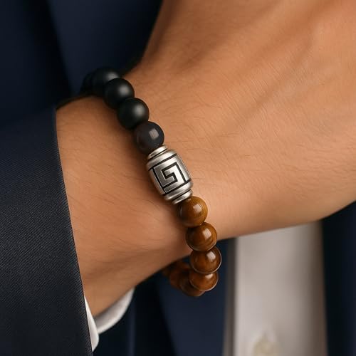Image of THE MEN THING Natural Stone Bracelets - Adjustable Beaded Wristwear for Men & Boys (Multi-Design Collection)