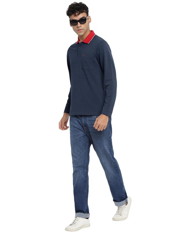 Image of AMERICAN CREW Full Sleeves Polo Collar T-Shirt with Pocket for Men