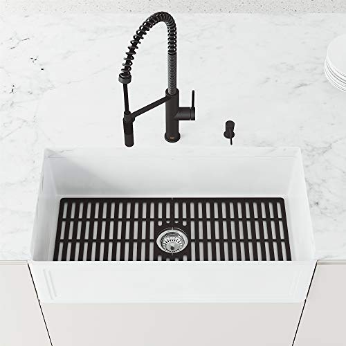 Vigo 32 In. X 15 In. Silicone Bottom Grid For Single Bowl Kitchen Sink In Matte Black #TOP1
