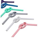 IMIKEYA 再利用可能シリコンストロー色 折りたたみ式携帯用飲料ストロー 柔軟素材で から大人まで対応 ミルクティー スムージーに