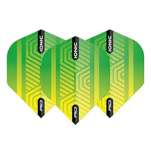 Foto von RED DRAGON Hardcore Ionic Green and Yellow Dart Flights Standard Dart Flights 3 Sets pro Packung (9 Wellen in total)
