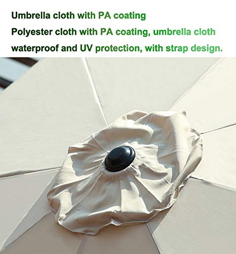Parasol de mercado beige impermeable de 2,7m para jardín y exterior 6