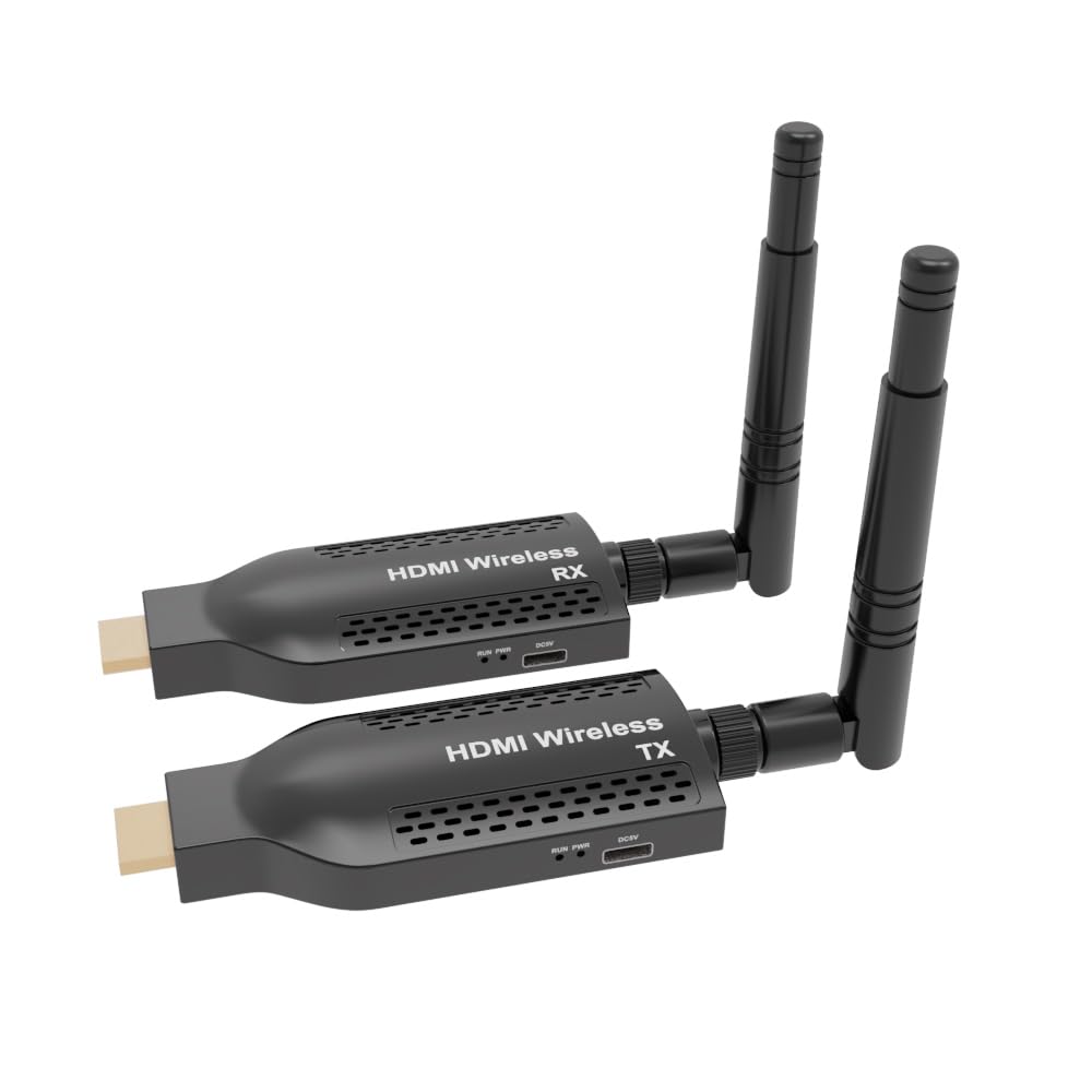 EXVIST Kit trasmettitore e ricevitore HDMI wireless portatile - 492t a lungo raggio, streaming HD 1080p, Plug & Play per TV/proiettori, ideale per Home Theater, presentazioni in ufficio