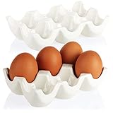 com-four® 2x Eierhalter aus Keramik - Eierhalterung für den Kühlschrank - Eierkorb für 6 Eier - Küchenzubehör (02 Stück - weiß)