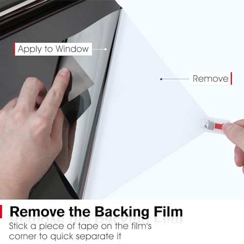 Image of Haton Window Privacy Film One Way Window Tint for Home, Sun UV Blocking Heat Control Reflective Mirror Tinting Film See Out Not in Office Door Coverings, Black-Silver 23.6 inch x 78.7 inch