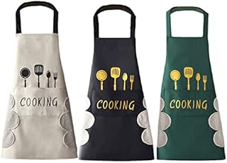 Kitchen Apron, Unisex Cooking Aprons for Women & Men, Wipeable Bib Aprons With Pocket Oil-Proof & Waterproof Apron For Women And Men - Chef Apron For Home Kitchen