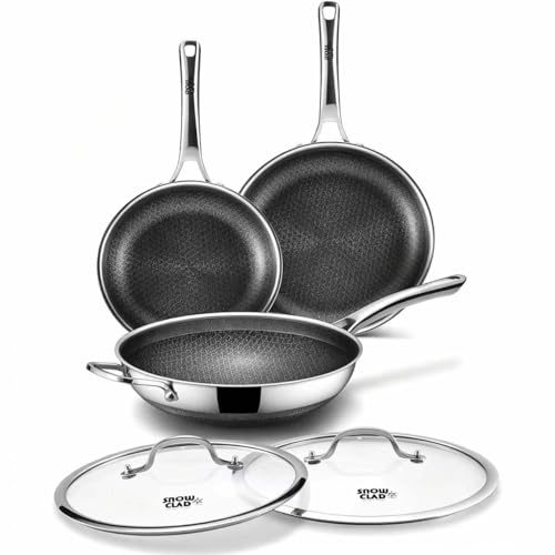 SNOWCLAD Wokpfanne 30cm & Bratpfannen 24+28cm Wok und Bratpfannen Set – Ansicht 1
