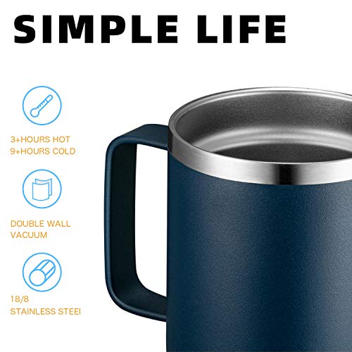 Meway 12Oz Coffee Mug With Handle 8 Pack Bulk,Stainless Steel Insulated Travel Tumblers With Sliding Lid,Double Wall Vacuum Camping Cup For Hot & Cold Drinks Tea (Navy, 8) #TOP2