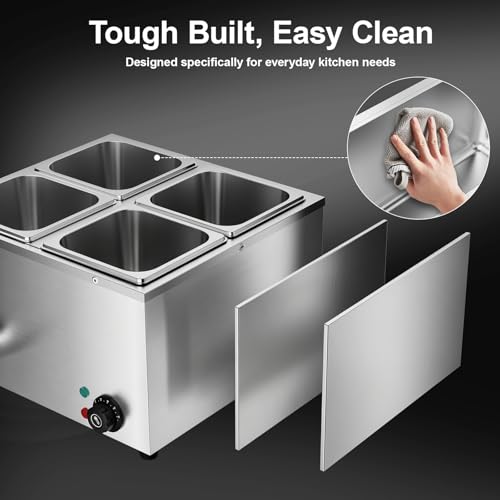 Miniatura 6 de Taimiko - Baño Eléctrico De Acero Inoxidable Para Chocolate, Fundador De 220 V, Calentador De Platos Profesional Comercial, Con 4 X 1 6 Cacerolas, 1500 W