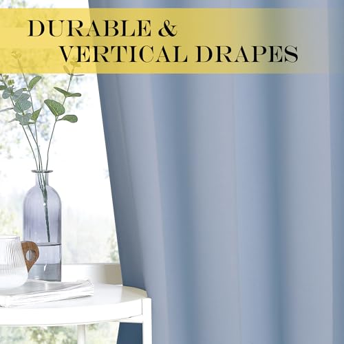 NICETOWN Vintage Blue Blackout Curtain for Living Room - Solid Thermal Insulated Grommet Blackout Panel/Drape for Bedroom Kitchen Window (1 Panel, 52 inches Wide by 54 inches Long)