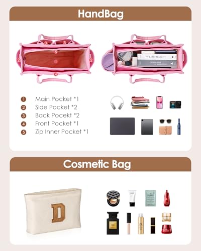 Image of Birthday Gifts for Women, Initial Tote Bag with Makeup Bag | Teen Girl Gifts Trendy Stuff, Back to Campus