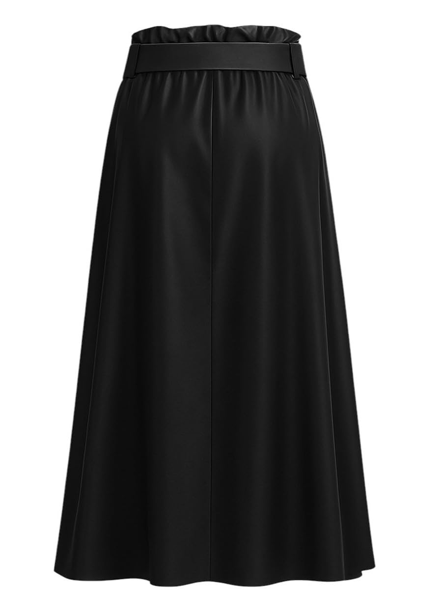 Mississhop Damen A-Linien Rock mit Gürtel – Kunstleder