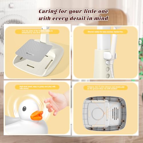 Image of Adjustable Height Baby Shower Stand with Anti-Slip Base, Portable Foldable Bath Stand for Infant Safety, Toddler Standing Bath Support for Shower & Tub for Infants 8-36 Months