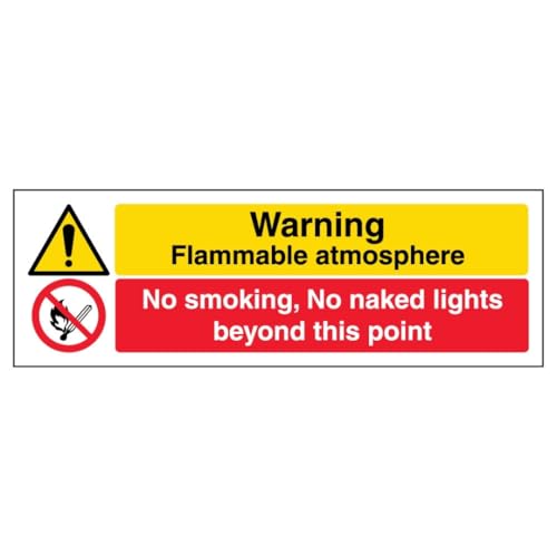 Panneau de sécurité en plastique rigide super résistant 600x200mm Flammable Atmosphere V Safety