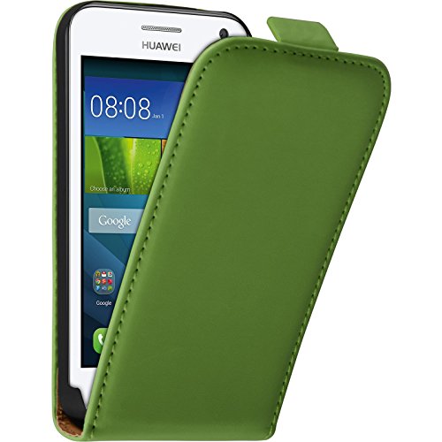 PhoneNatic Copertura di Cuoio Artificiale Compatibile con Huawei Y360 - Flip-Case Verde - Cover Cover