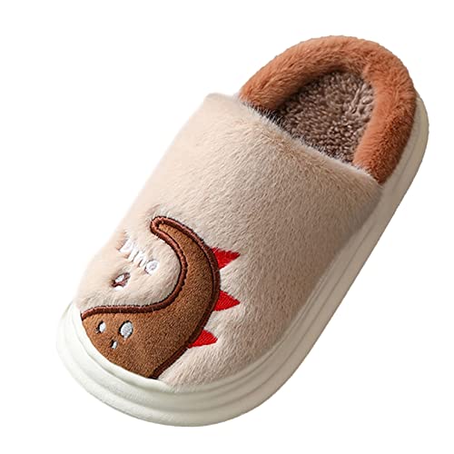 sfdgfhyf Girls Fashion Autumn and Winter Shoes Boys and Girls Slippers Flat Bottom Thick Bottom (Khaki, 7-8 Years Little Child)