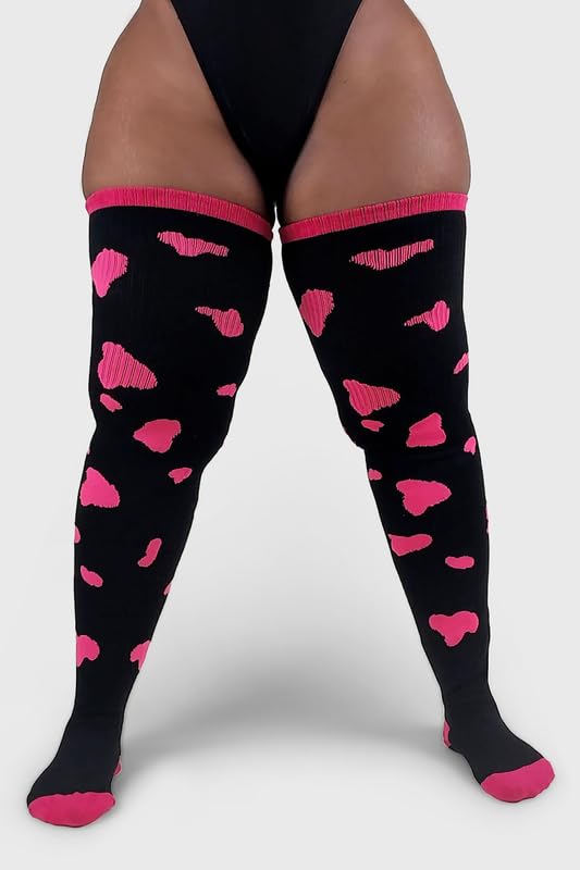Image of Thunda Thighs Plus Size Thigh High Socks, Over the Knee High Boot Stockings Leg Warmers, Extra Long & Thick Socks