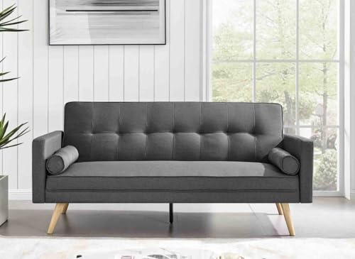 DecoInParis Banquette clic clac Gris foncé en Tissu Tania