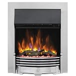 Dimplex Helmsdale Optiflame Inset Electric Fire, Chrome LED Flame Fireplace With Choice Of Flame Colours and Brightness, 2kW Fan Heater and 1000/2000 Watt Settings, Inset (Recess) Depth 9cm