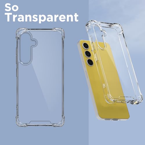 Image of Pikkme Back Cover for Samsung Galaxy S25 Fe 5G PC + TPU Clear Transparent Raised Edges Shockproof Protective Phone Bumper Case(Transparent)