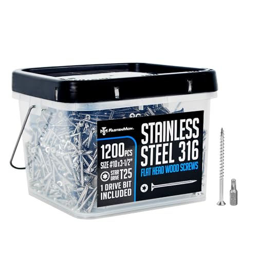 Vis à bois inox 316 terrasse clôture longue vis tête plate Torx T25 type 17 boîte de 1200