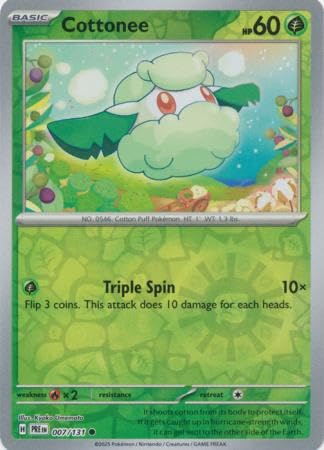 Pokemon Cottonee 007/131 Prismatic Evolutions – Carta singola in lamina inversa