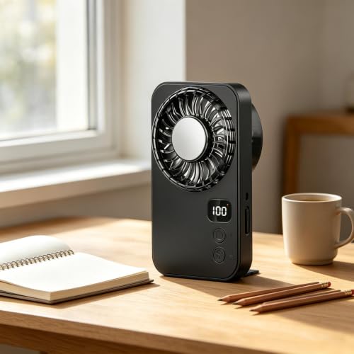 Mini ventilador de mano con velocidades ajustables y batería recargable portátil 4