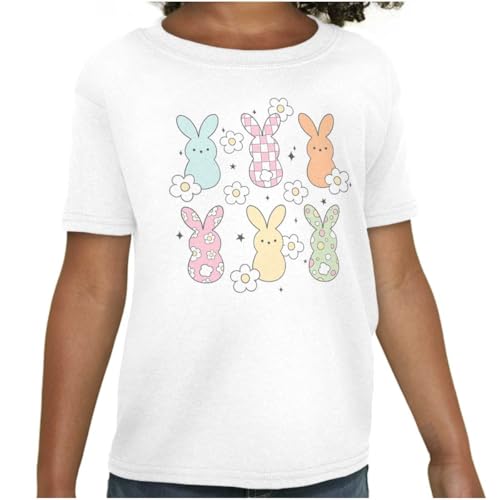 Brisco Brands Colorful Easter Bunny Patterns Girls Kids T Shirt Tees