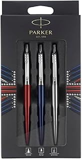 Parker Jotter London Trio Discovery Pack: Ballpoint Pen (Royal Blue), Gel Pen (Red Kensington) & Mechanical Pencil (Stainless Steel)