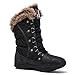 GLOBALWIN Women's Snow Boots Waterproof Mid-Calf Winter Boots For Women With Warm Fleece Lining, Stylish Black Fur Boots For Women With Non-Slip Sole And Quilted Comfortable Boots Size 8.5M