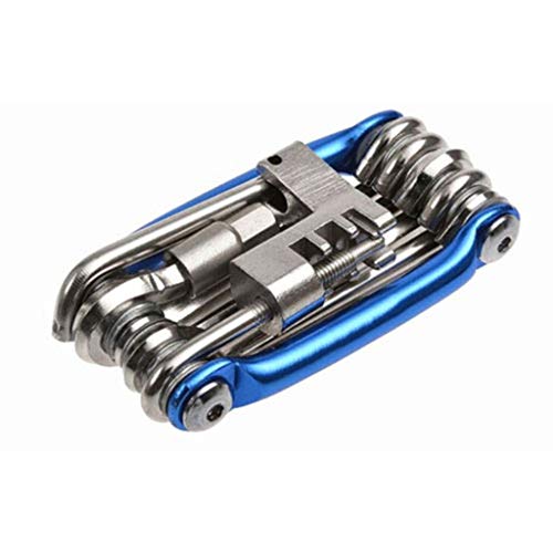 11 en 1 Kits de reparación de neumáticos de Bicicleta Plegable Herramienta Multiherramienta Llave de Bicicleta Destornillador Cortador de Cadena Herramientas de Ciclismo Conjunto de Accesorios (Color