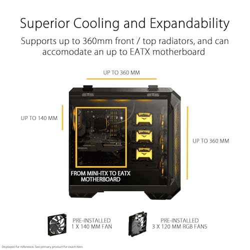 Image of ASUS TUF Gaming GT501 White Edition Mid-Tower Gaming Case, EATX Support, Pre-Installed Four Fans, 2 x USB 3.1 Front Panel, Smoked Tempered Glass, Steel Construction, 2 Year Warranty