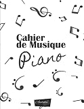  Cahier de musique Piano: v1-3 Carnet de partitions Grand format 6 doubles portées clé de Sol et clé de Fa par page pour piano pianiste  110 pages numérotées  noir