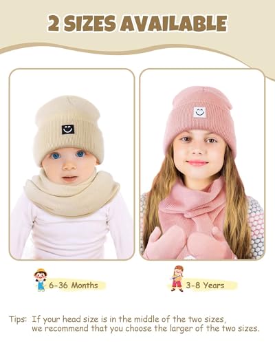 Image of Baby Beanie Mittens Scarf Set,Toddler Kids Winter Hat and Thermal Gloves Neck Warmer Set for Girls Boys
