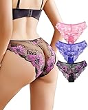 UGDUCK Sexy Underwear for Women Seamless Cheeky Lace Hipster Ladies No Show Bikini Panties Womens Breathable 3 Pack
