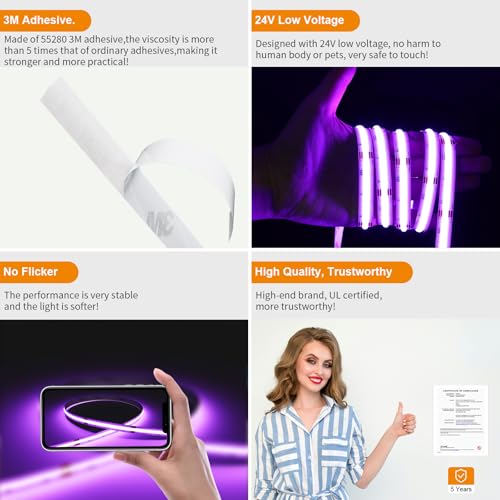 PAUTIX Tira de LED RGB COB 10m con Controlador WiFi Alexa miniatura 4