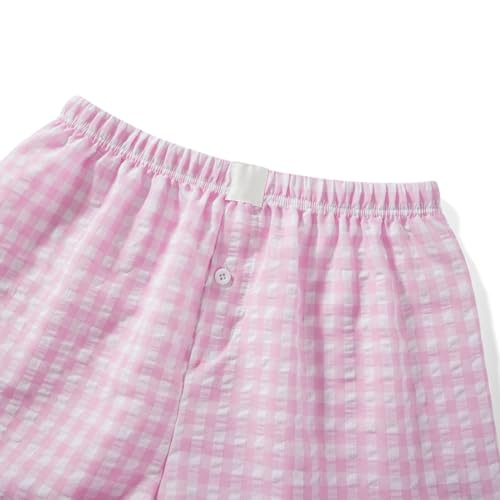 Image of Y2k Women Gingham Boxer Shorts Low Rise Micro Pajamas PJ Sleep Short Pants Plaid Sleepwear Sleeping Lounge Bottoms