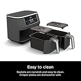 Ninja DZ201 Foodi 8 Quart 6-in-1 DualZone 2-Basket Air Fryer with 2 Independent Frying Baskets, Match Cook & Smart Finish to Roast, Broil, Dehydrate & More for Quick, Easy Meals, Grey