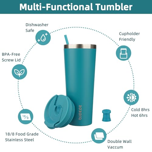 Image of BJPKPK 26 oz Coffee Tumbler with Straw, Insulated Stainless Steel Cup