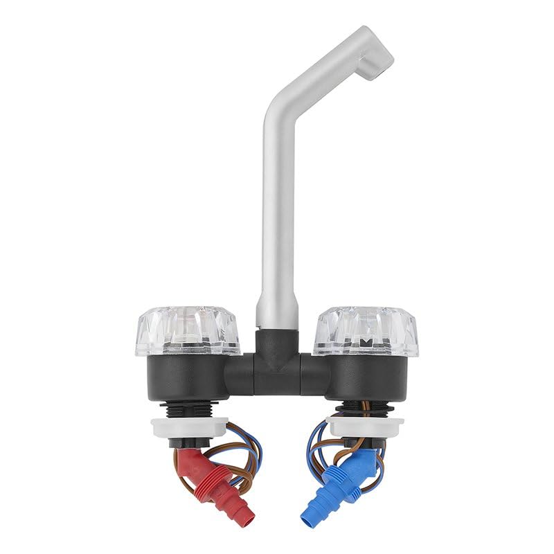 Grifo mezclador giratorio para autocaravana y barco (diámetro de 20 mm), color negro y cromo