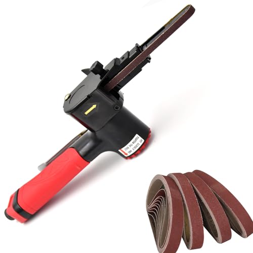 Pneumatic Tool Air Belt Sander,Air Belt Sander (6 mm) for Metal Finishing Deburring,with 20pc Belts