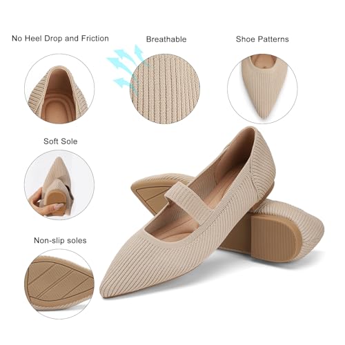 Image of Flats for Women Pointed Toe Knit Foldable Ballet Flat Shoes
