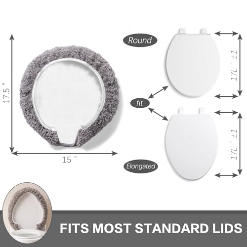 Image of Microfiber Toilet Lid Cover, 17.5 inchx15 inch Fits Round Oblong and Elongated