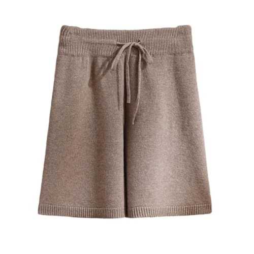 Women's 100% Merino Wool Soft Warm Cashmere Fashion Drawstring Shorts Pants Lighttan XL