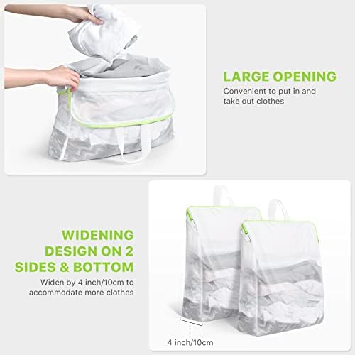 aceyoon Delicates Laundry Bag with Handle,Widened Mesh Laundry Bags 16 x 20 inch Large Net Wash Bag with Zip Washing Machine Mesh Bag for Sweater Dress Garment Blouse Dirty Clothes (2 Pack)