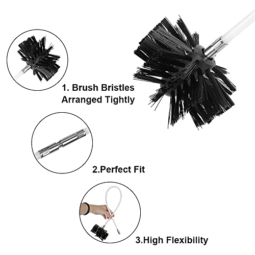 Peidesi Dryer Vent Cleaner Kit 16 Feet Flexible 12 Pcs Rods With 1Pc Brush Head Chimney Sweep Rotary Fireplaces Inner Wall Cleaning Brush Chimneys Access #TOP4