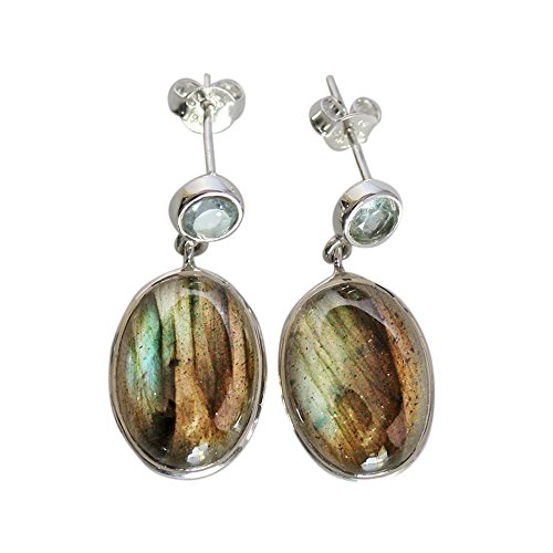 Boucles d'oreilles labradorite topaze bleue cadeau idéal femme